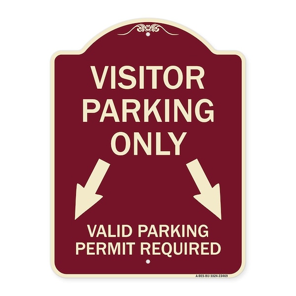 Parking Area Visitors Parking Only Valid Parking Permit Required with Both Side Down, BU-1824-23469